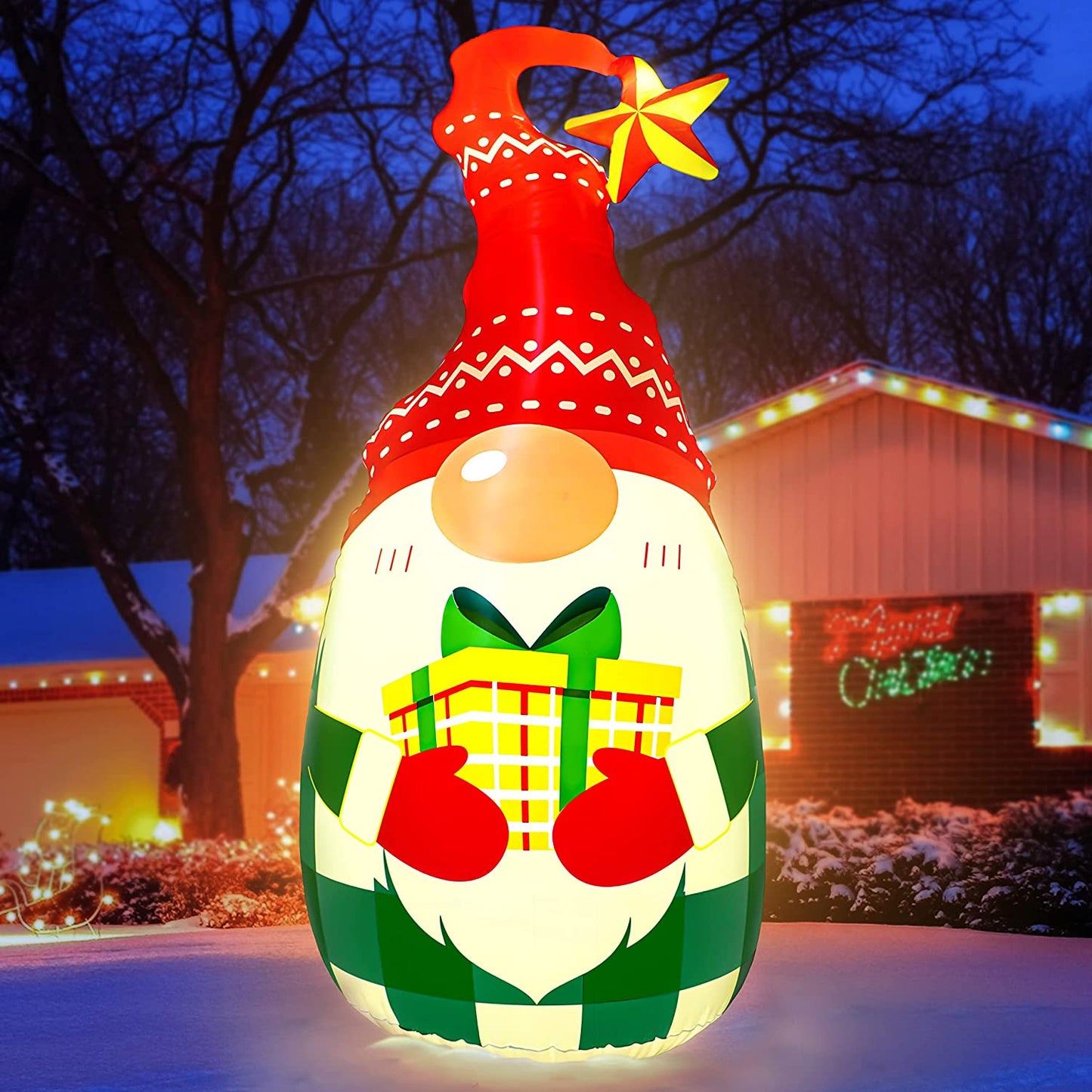 5Ft Lighted Outdoor Christmas Decorations Inflatables - Blow up Gnome Tumbler Xmas/Winter Holiday/Happy New Year 2023 Display Indoor Party Decor Supplies