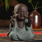 Ceramic Tiny Cute Buddha Statue Monk Figurine Creative Baby Buddha Crafts Adorable Ornaments Classic Delicate Ceramic Arts and Crafts Small (7 X 10 Cm) (Green)