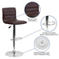 Flash Furniture Betsy Modern Brown Vinyl Adjustable Bar Stool with Back, Counter Height Swivel Stool with Chrome Pedestal Base