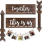 4Pcs Farmhouse Rustic Wall Decor Signs, This Is Us Wooden Wall Art Sign, Together Hanging Wooden Sign and 2Pcs Wood Arrow Signs for Housewarming Gift Home Decor Living Room Bedroom Wall Decor