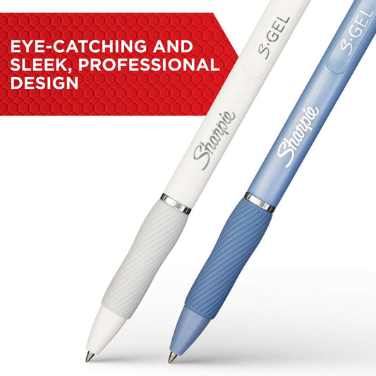 S-Gel Fashion Barrel Gel Pen, Retractable, Medium 0.7 Mm, Black Ink, Pearl White Barrel, 4/pack