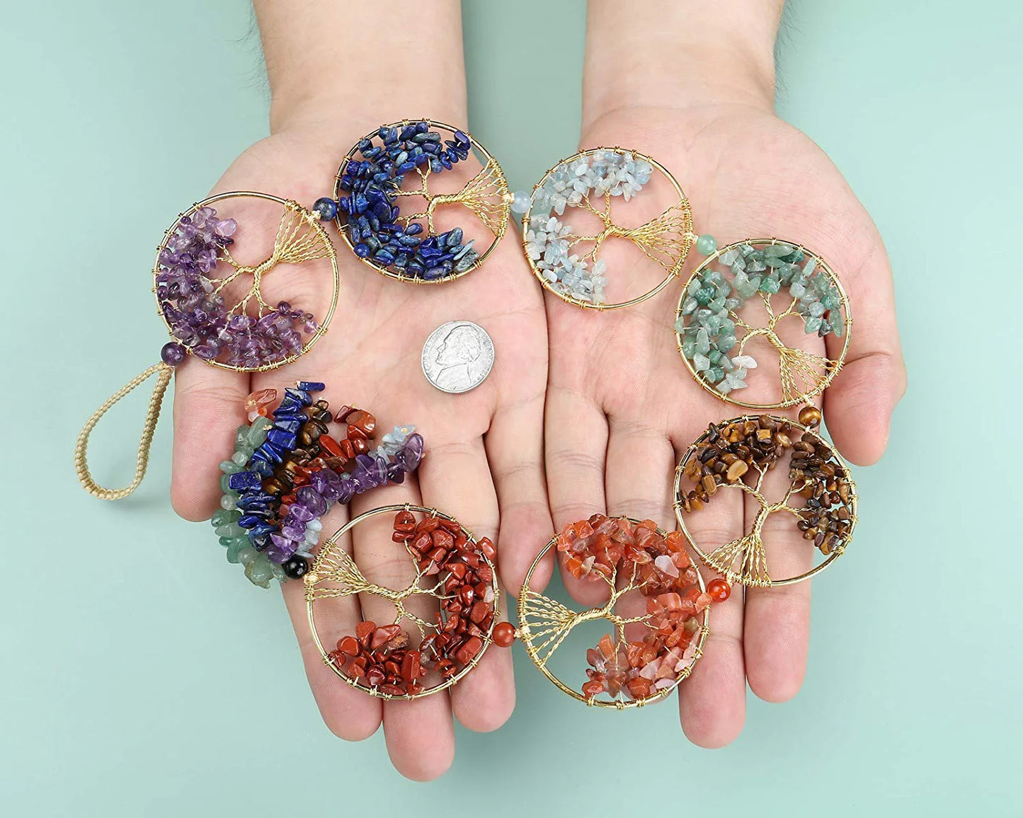 7 Chakra Stones Healing Crystals Tree of Life Wall Hanging Ornament Decoration for Good Luck Reiki Yoga Meditation Protection Mothers Day Mom Gifts