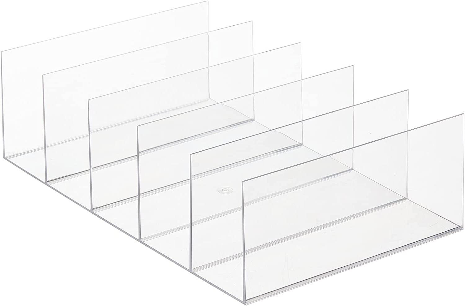Mdesign Plastic Divided Purse Organizer for Closets, Bedrooms, Dressers - Closet Shelf Storage Solution for Purses, Clutches, Wallets, Accessories - 5 Compartment Sections - Lumiere Collection - Clear