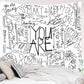 Quote You Are Wall Tapestry, Inspirational Wall Art Positive Saying Wall Hanging White Tapestry for Teen Girl Bedroom Dorm - 51.2X59.1 Inches