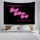 Decorative Wall Tapestry,Bad Bitches Only Words in Neon Light for Bedroom Living Room Outdoor,51Hx60L Inch