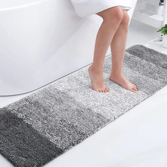 Luxury Bathroom Rug Mat, Extra Soft and Absorbent Microfiber Bath Rugs, Non-Slip Plush Shaggy Bath Carpet Runner, Machine Wash Dry, Bath Mats for Bathroom Floor, Tub and Shower, 20X59, Grey