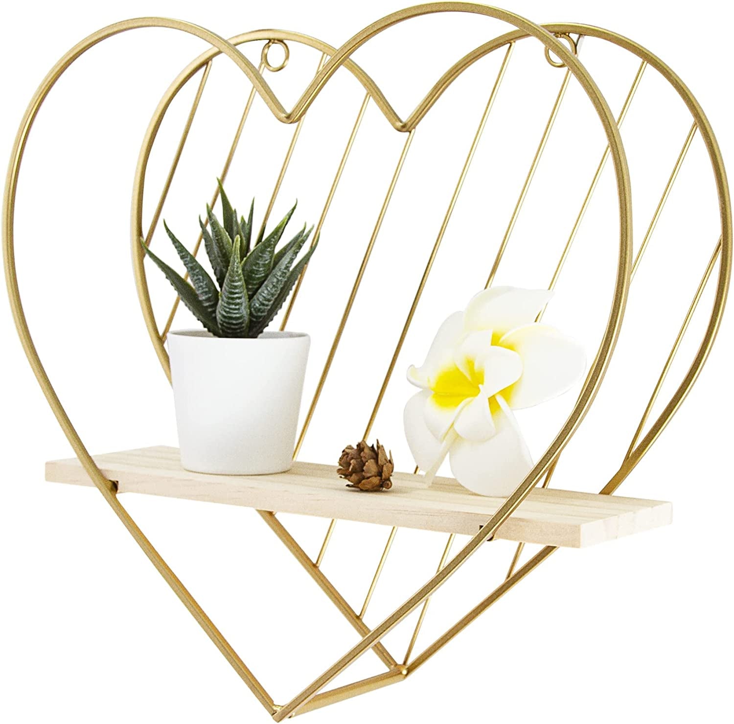 Gold Wall Shelf Metal Heart Floating Shelves Bedside Cute Romantic Modern Wall Cute Unique Gifts for Nursery Room Kids Children Room Bedroom Bathroom Living Room…