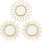 3 Pack Gold Mirrors for Wall Metal Sunburst Wall Mirrors Home Décor Decorative Hanging Wall Art for Living Room Bedroom Entryway