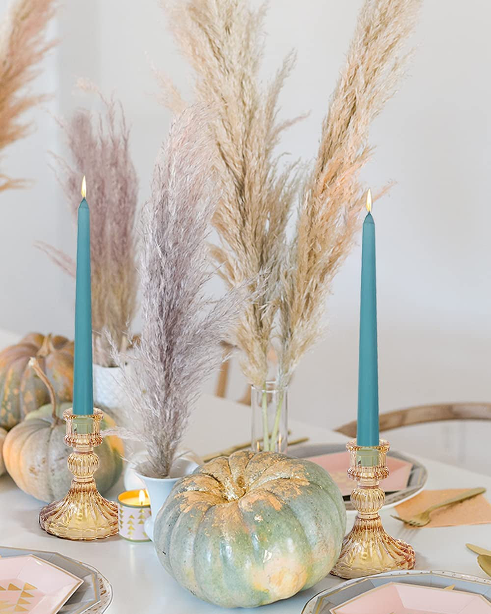 Taper Candle Holder Set of 6, Glass Taper Candle Holder, Candle Stand, Gold Candle Holder for Christmas, Wedding, Birthday, Candlelight Dinners, Fall Decor, Thanksgiving Day, Valentine'S Day