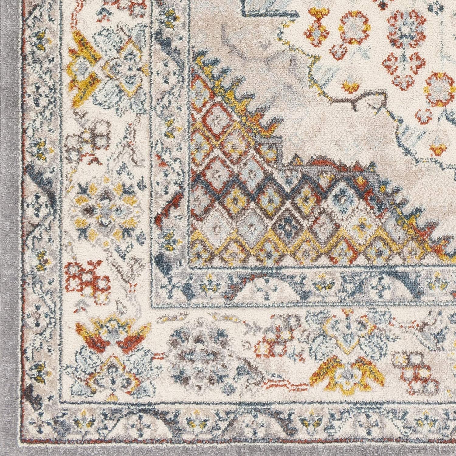 Anja Oriental Medallion Area Rug,5'2" X 7',Grey