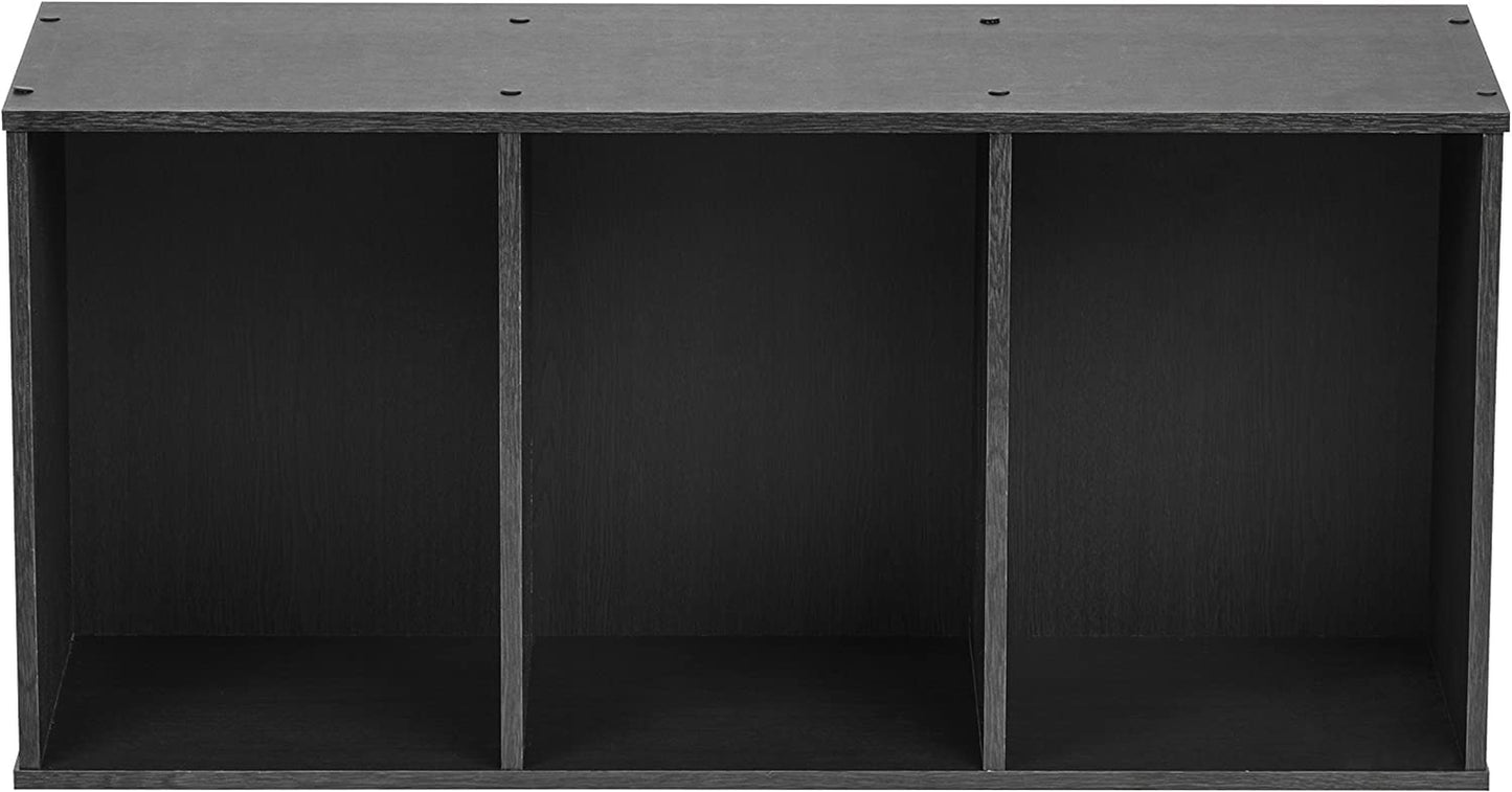 IRIS USA 3 Tier Cube Bookshelf Storage Cubby Shelf, Bookcase, Black