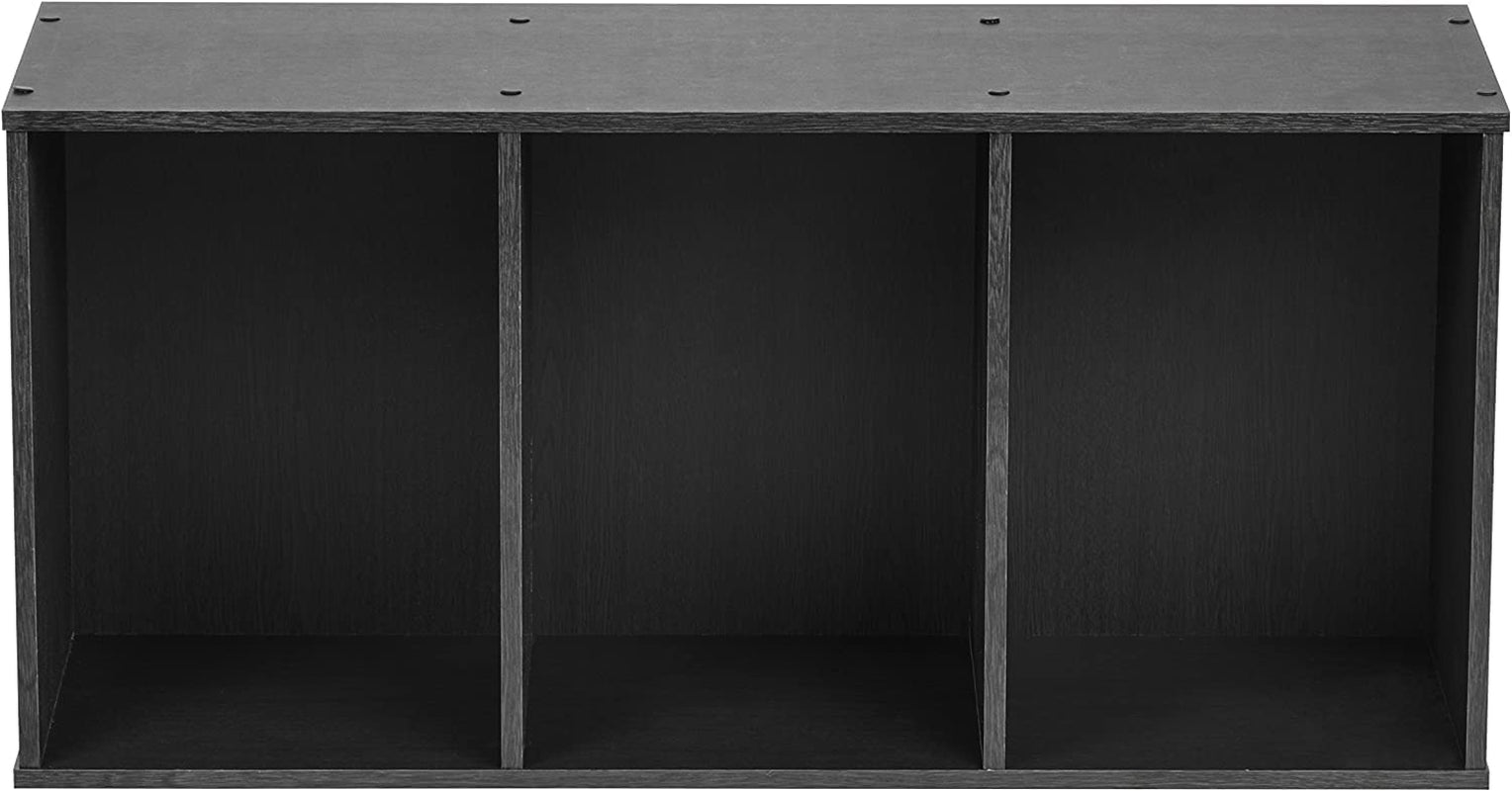 IRIS USA 3 Tier Cube Bookshelf Storage Cubby Shelf, Bookcase, Black