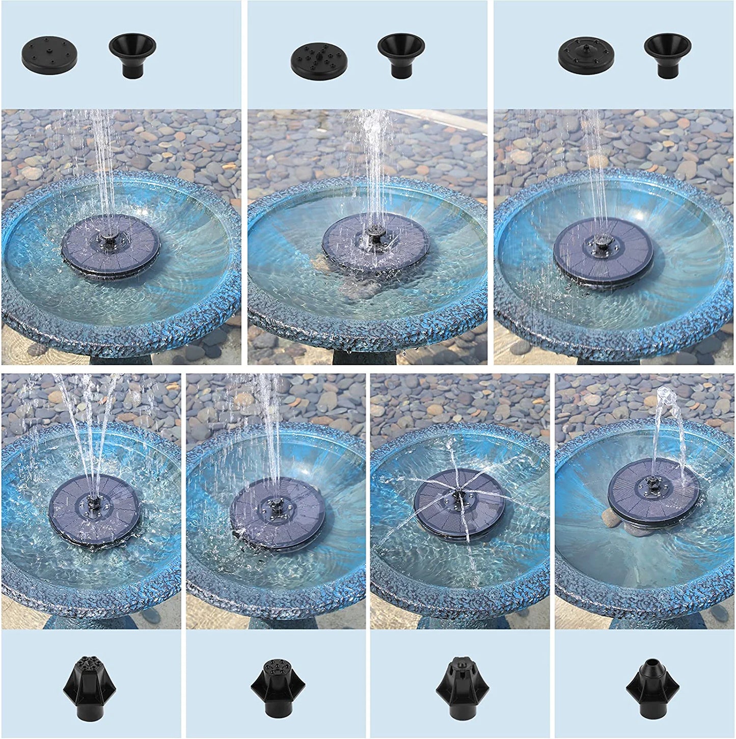 Solar Fountain Pump with LED Lights, 3W Solar Bird Bath Fountain Pump, Free Standing Floating Solar Fountain Water Pump for Bird Bath, Garden, Pond, Pool, Fish Tank