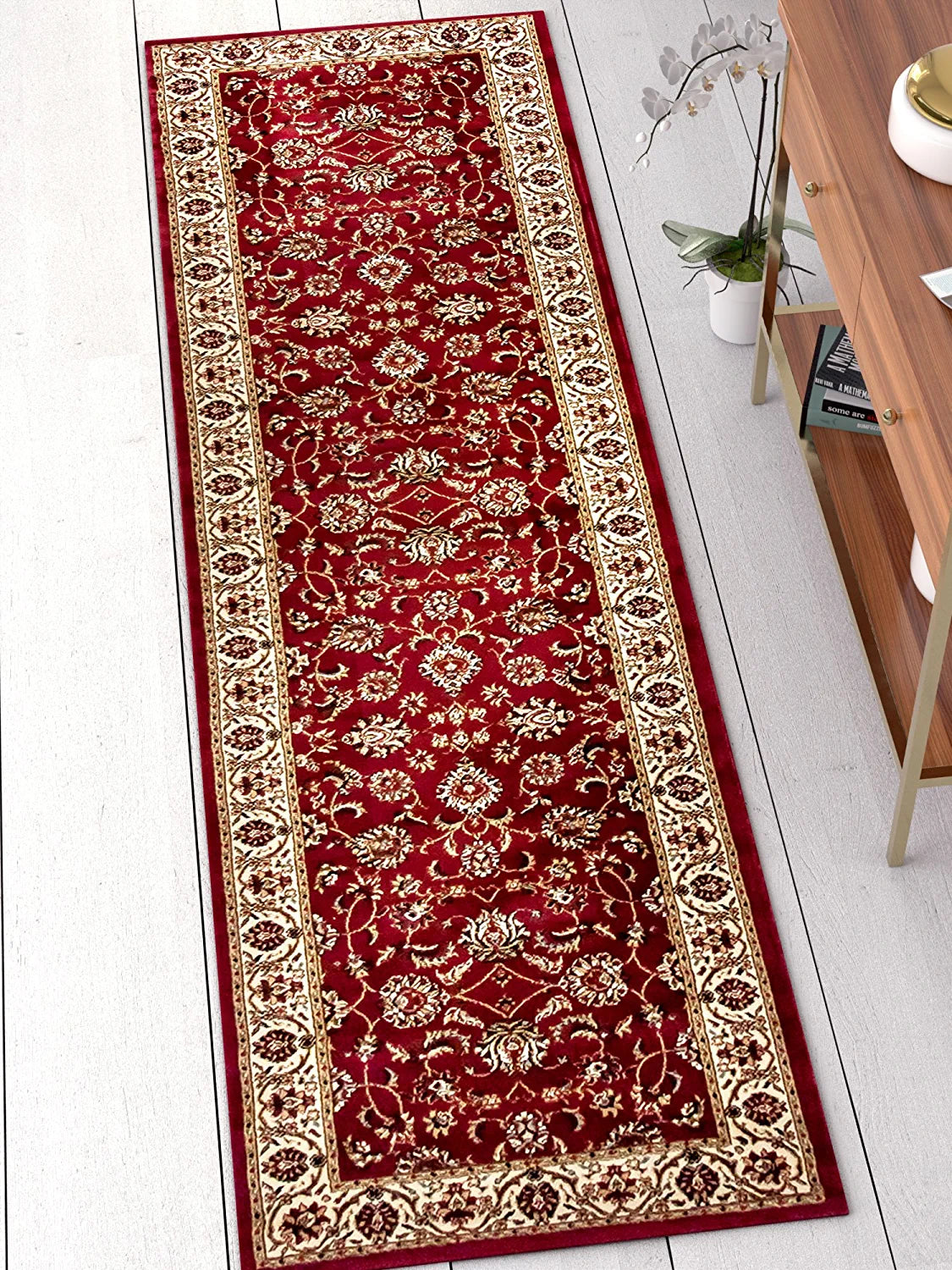 Noble Sarouk Red Persian Floral Oriental Formal Traditional Rug 2X7 (2'3" X 7'3" Runner) Easy to Clean Stain Fade Resistant Shed Free Modern Contemporary Transitional Soft Living Dining Room Rug