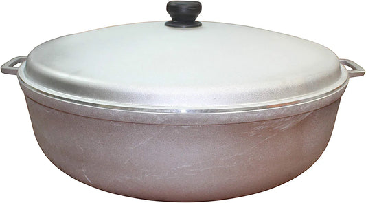 USA 17.9Qt JUMBO Traditional Colombian Caldero (Dutch Oven) for Cooking and Serving, Silver, 17.9 Quart
