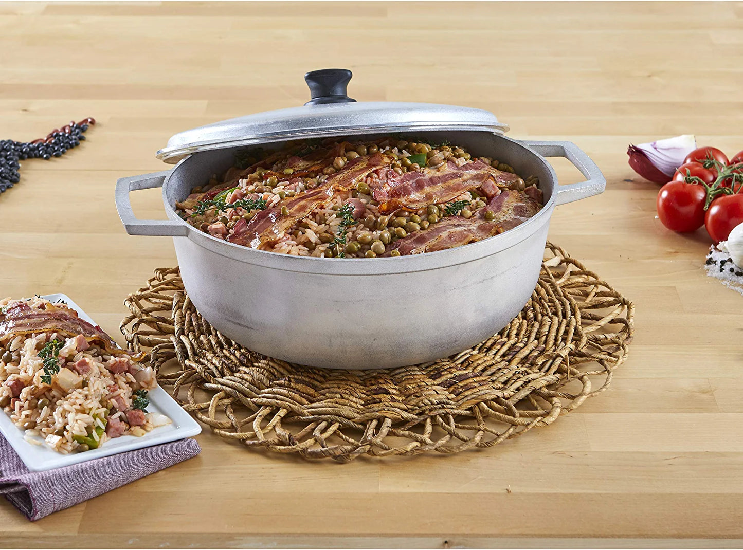 USA 17.9Qt JUMBO Traditional Colombian Caldero (Dutch Oven) for Cooking and Serving, Silver, 17.9 Quart
