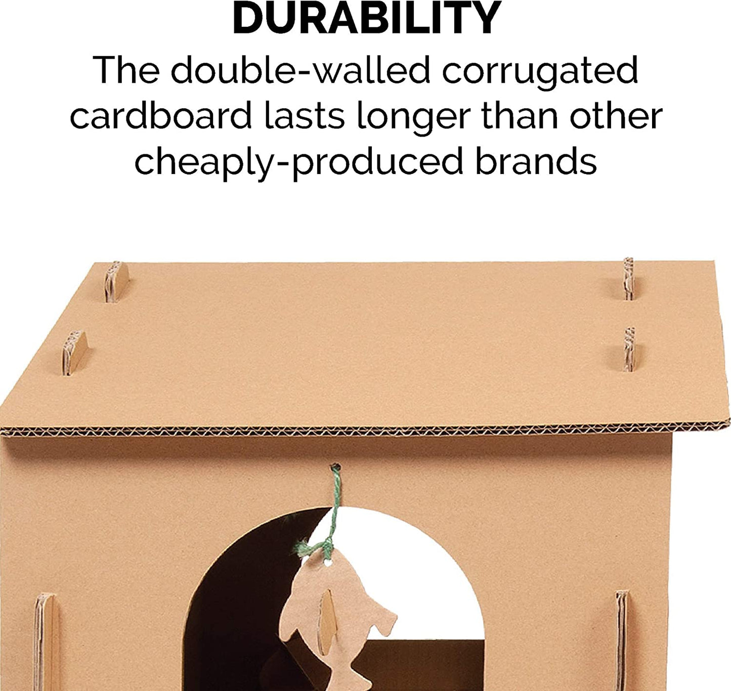 Furhaven Farmhouse Multi-Level Cat Scratcher Hideout W/ Catnip - Cardboard Brown, One Size