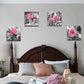 4 Panel Pink Rose Flower Wall Art Paintings Wall Art Paintings Floral Prints on Black and White Canvas Wall Decoration Framed for Bathroom Bedroom Decor Artwork 14X14 Inch