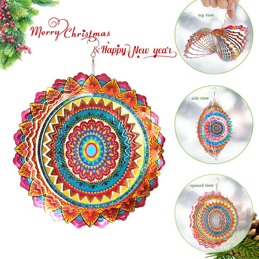 Stainless Steel Wind Spinner Worth Gift Indoor Outdoor Garden Decoration Crafts Ornaments 12 Inch Multi Color Mandala Wind Spinners