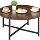 round Coffee Table, Industrial Style Cocktail Table Modern Leisure Tea Table, Kitchen Dining Table for Living Room, Dining Room, Tea, Home Office Balcony with Durable Metal Frame