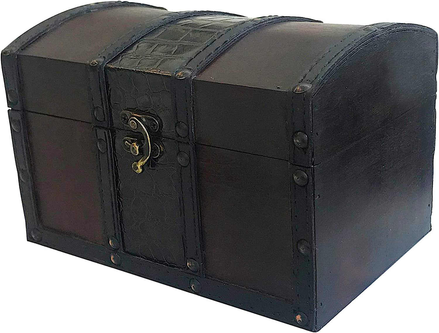 Wood and Leather Treasure Chest Box Decorative Storage Chest Box with Lock | Handcrafted Decorative Boxes with Lids for Home Decor | Wood Box with Lid | Small Chest | Wooden Stash Box
