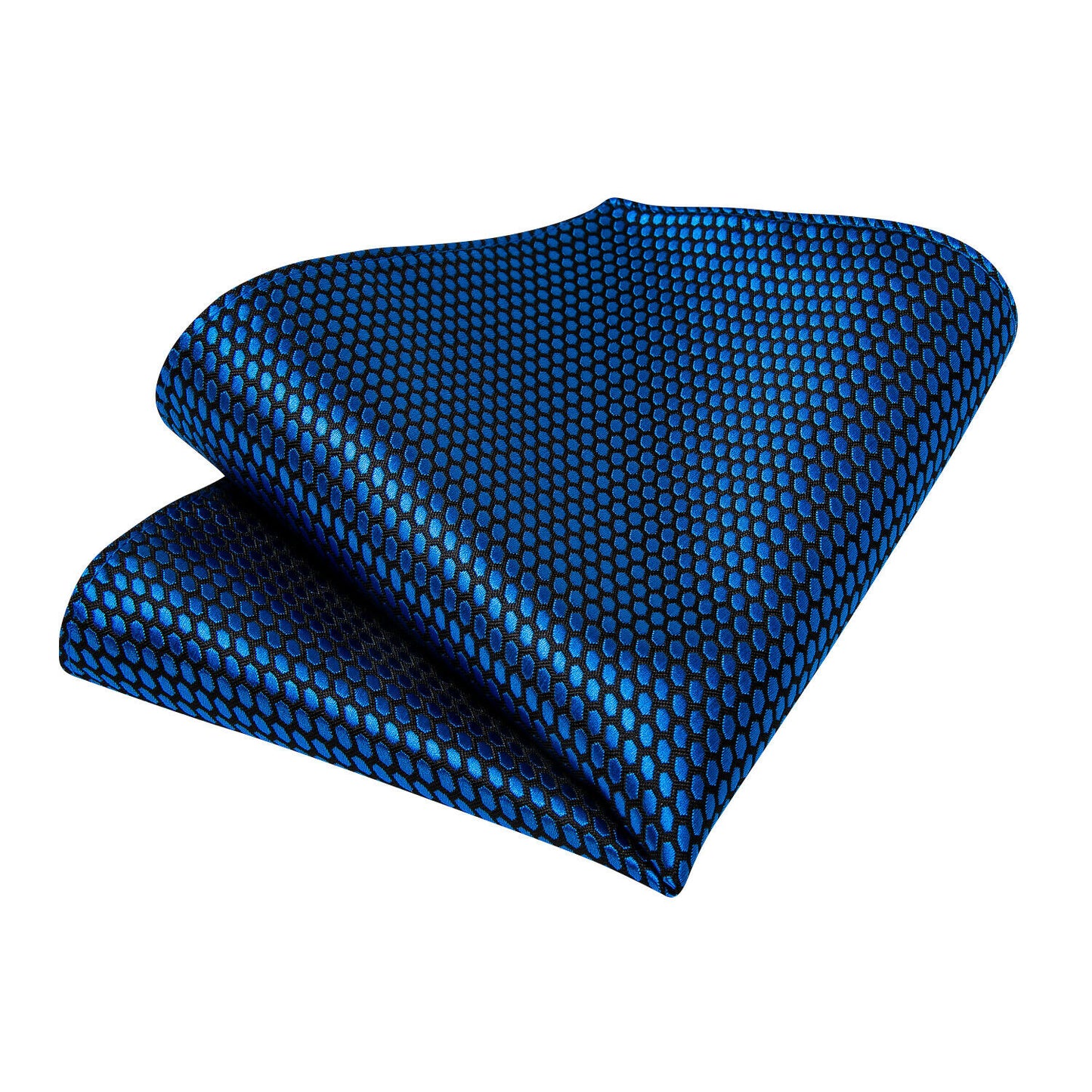Navy Geometric Classic Men'S Tie All Silk Necktie Set Hanky Cufflinks Business