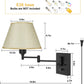 Plug in Wall Sconces Set of 2, Dimmable Swing Arm Wall Lamp with Fabric Shade Wall Light Fixtures Wall Mounted Lighting Reading Light Fixture for Bedside Bedroom Indoor Doorway