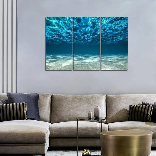 3 Panel Blue Ocean Sea Wall Art Painting on Canvas the Pictures Modern Artwork for Office Home Decor