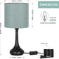Lamps for Bedroom Set of 2- Bedside Lamps with Fabric Shade and Metal Base, Small Table Lamps for Living Room, Bedroom, Living Room, Office,Blue-Green