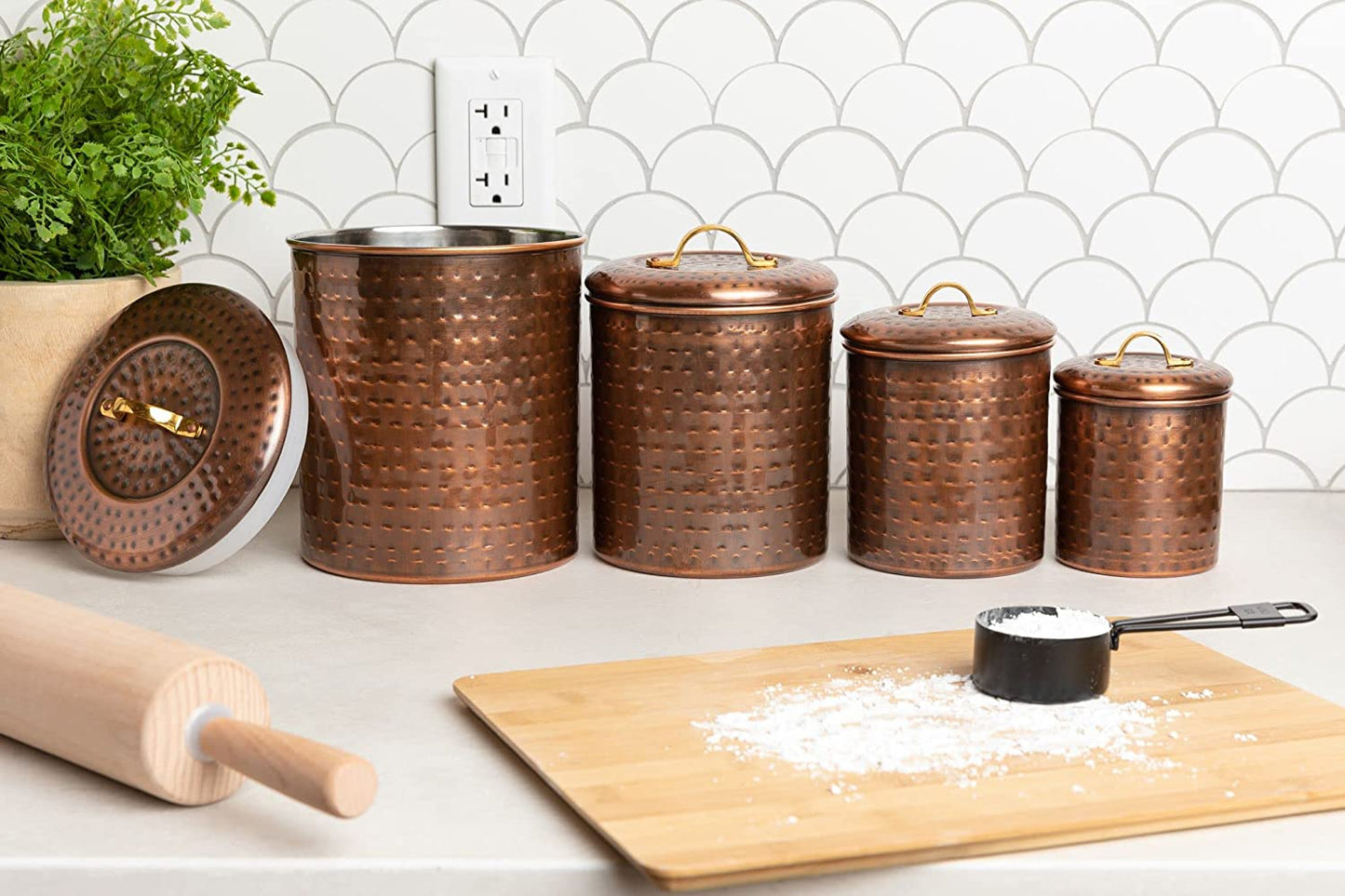 Canister (Set of 4), 4 Quart/2 Quart/1½ Quart/1 Quart, Antique Copper