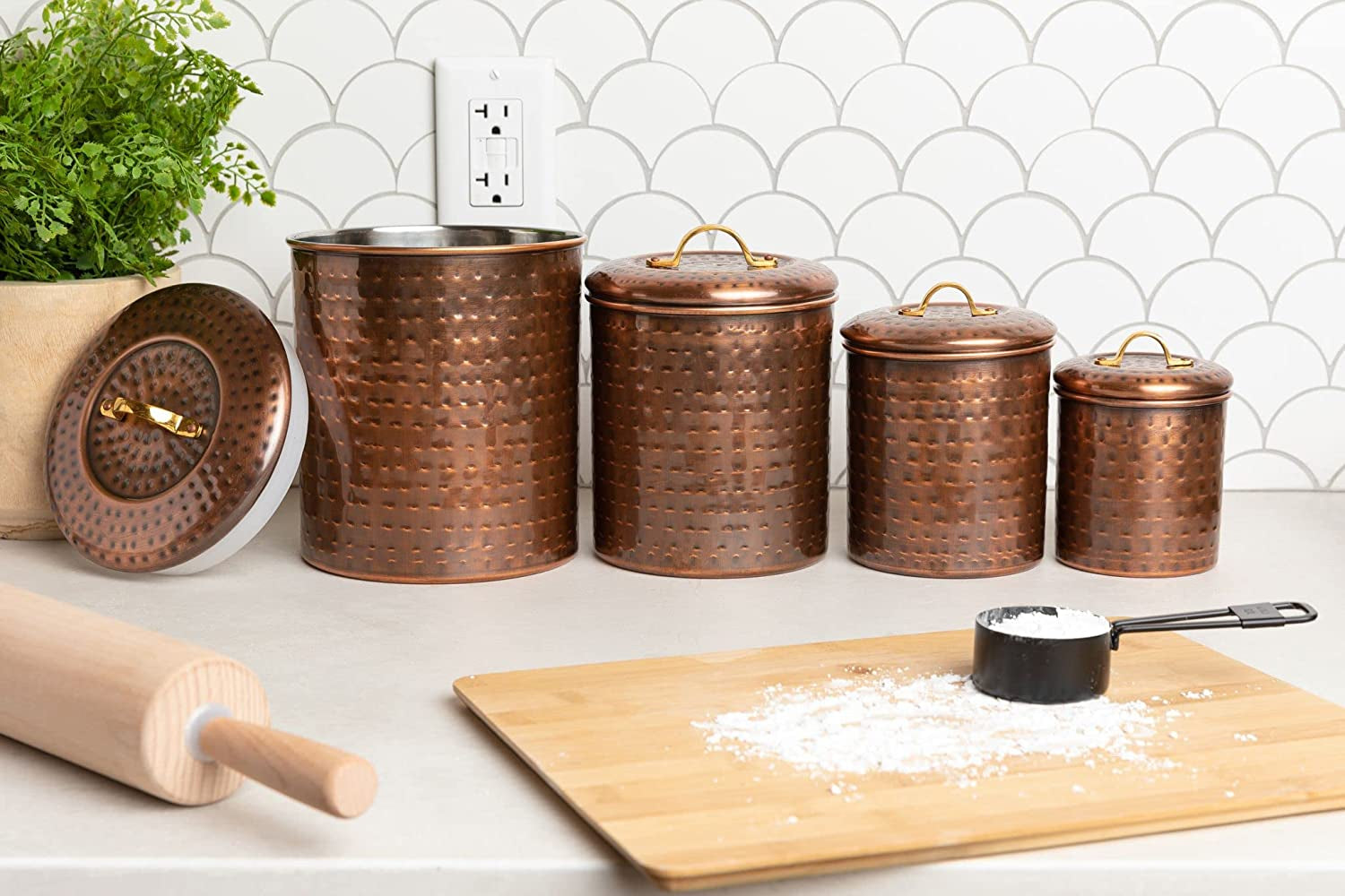 Canister (Set of 4), 4 Quart/2 Quart/1½ Quart/1 Quart, Antique Copper