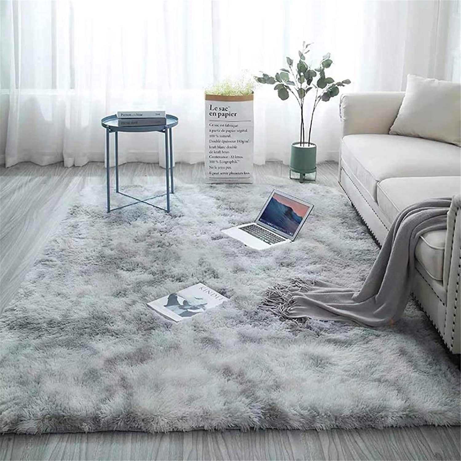 Shag Loomed Area Rug for Kids Play Room Warm Soft Faux Fur Luxury Rug Plush Throw Rugs High Pile Rug Handmade Knitted Nursery Decoration Rugs Baby Care Crawling Carpet