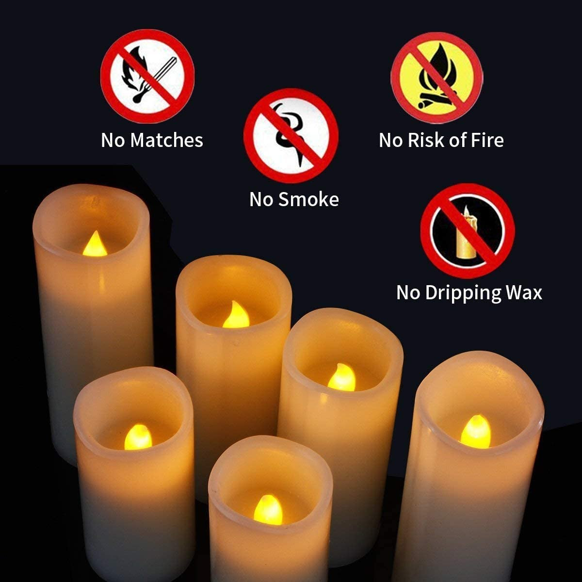 Battery Operated Flameless Candle Set of 9 Real Wax Pillar Decorative Led Fake Candles with Remote Control and Timer