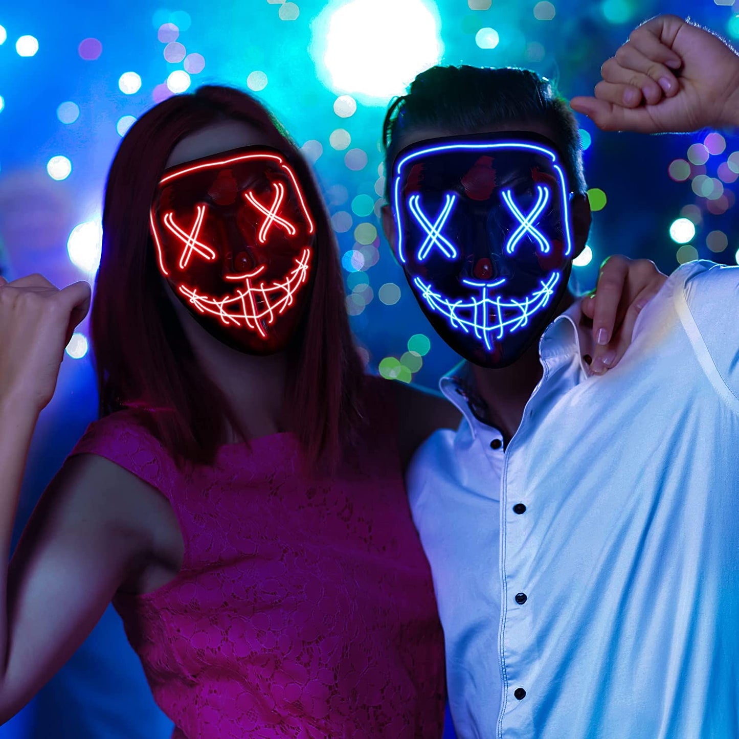 Halloween Mask, LED Light up Purge Mask, Purge Mask Costume,Halloween Masks Costume for Men Women Kids