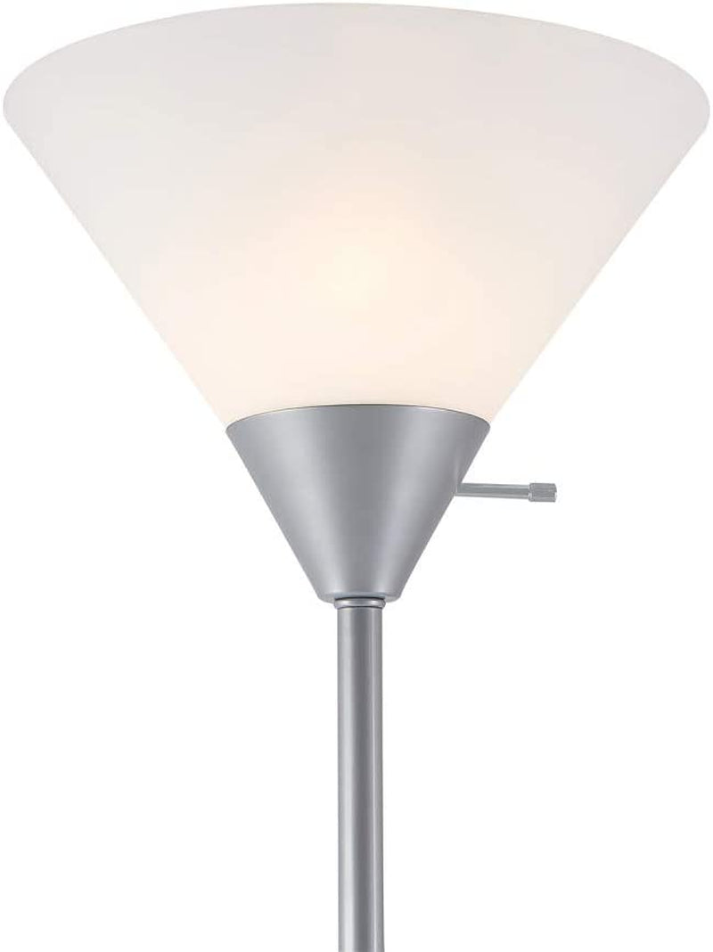 67150 72" Floor Lamp, Silver, White Plastic Shade, On/Off Rotary Switch on Shade, Floor Lamp for Living Room, Floor Lamp for Bedroom, Home Improvement, Home Office Accessories