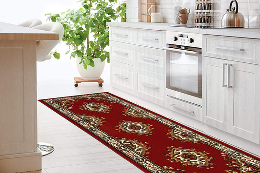 Kashan King Collection Himalayas Oriental Polypropylene Indoor Area Rug Runner (Maroon/Beige, 2' X 7')