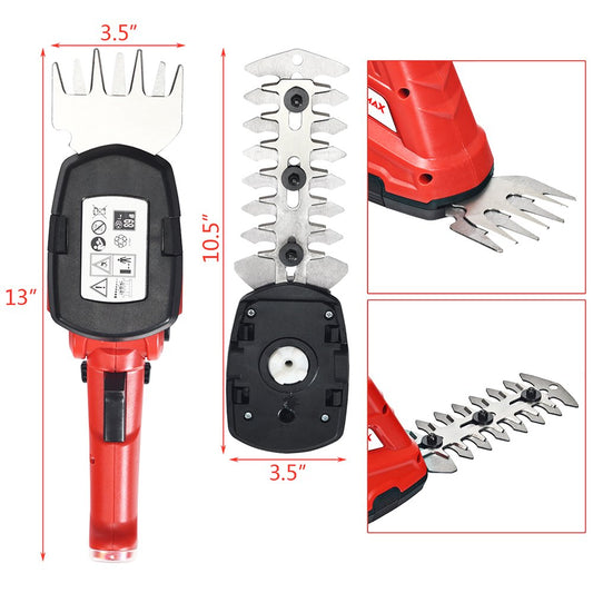 IRONMAX 3.6V 2-In-1 Cordless Grass Shear Cutter Shrub Trimmer W/Rechargeable Battery