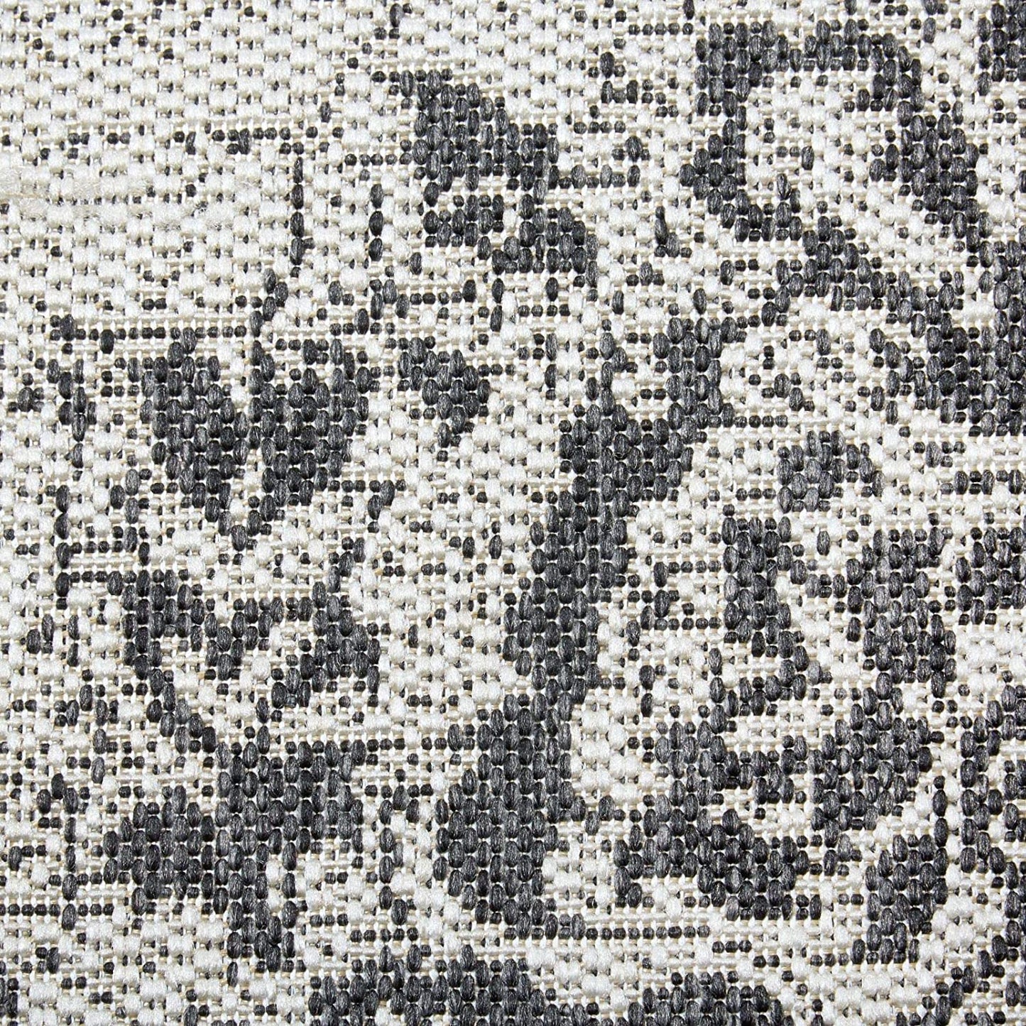 New York Patio Country Azalea Transitional Medallion Indoor/Outdoor Area Rug, Grey/Black, 5'2"X7'2"