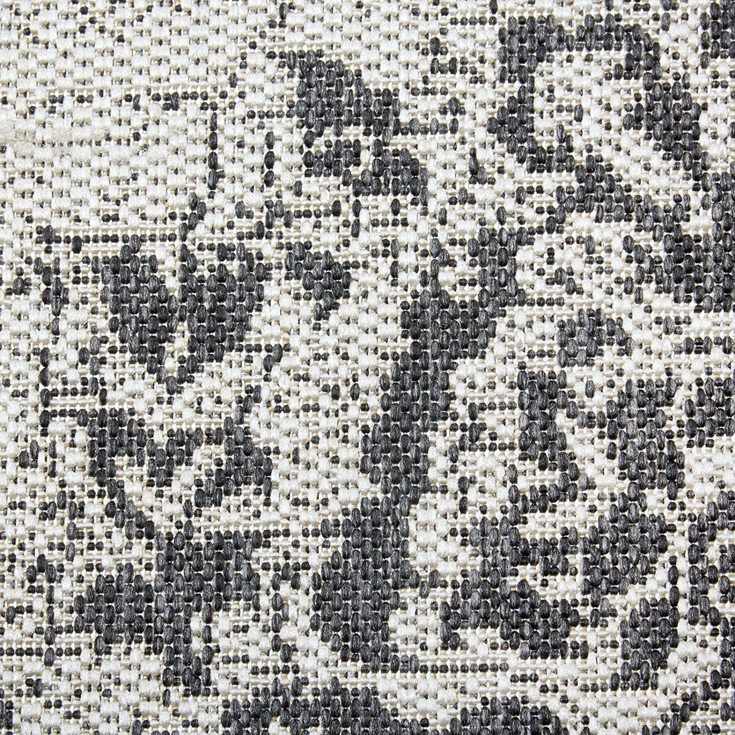 New York Patio Country Azalea Transitional Medallion Indoor/Outdoor Area Rug, Grey/Black, 5'2"X7'2"