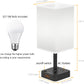 USB Bedside Table & Desk Lamp with 3 USB Charging Ports and 2 Outlets Power Strip,Black Charger Base with White Fabric Shade, LED Light for Bedroom/Nightstand/Living Room