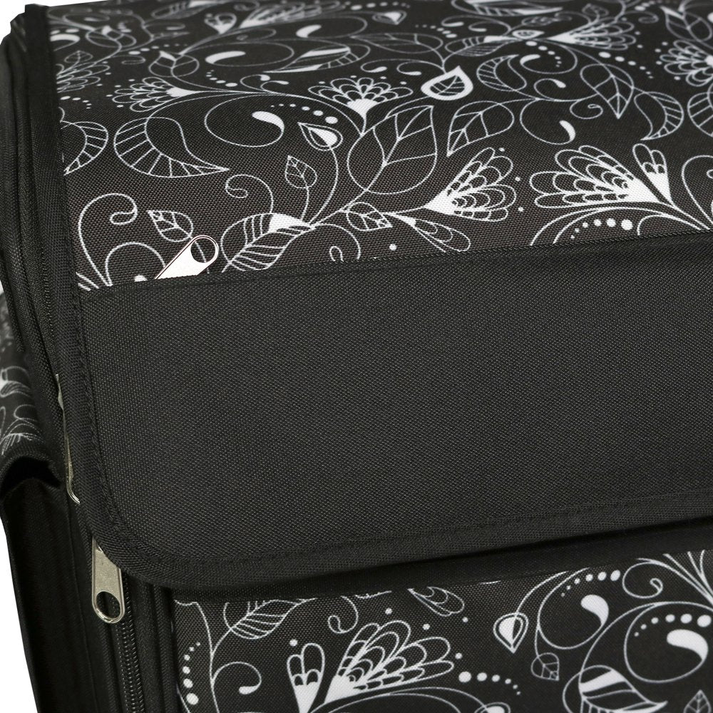 Rolling Sewing Machine Tote, Black & White