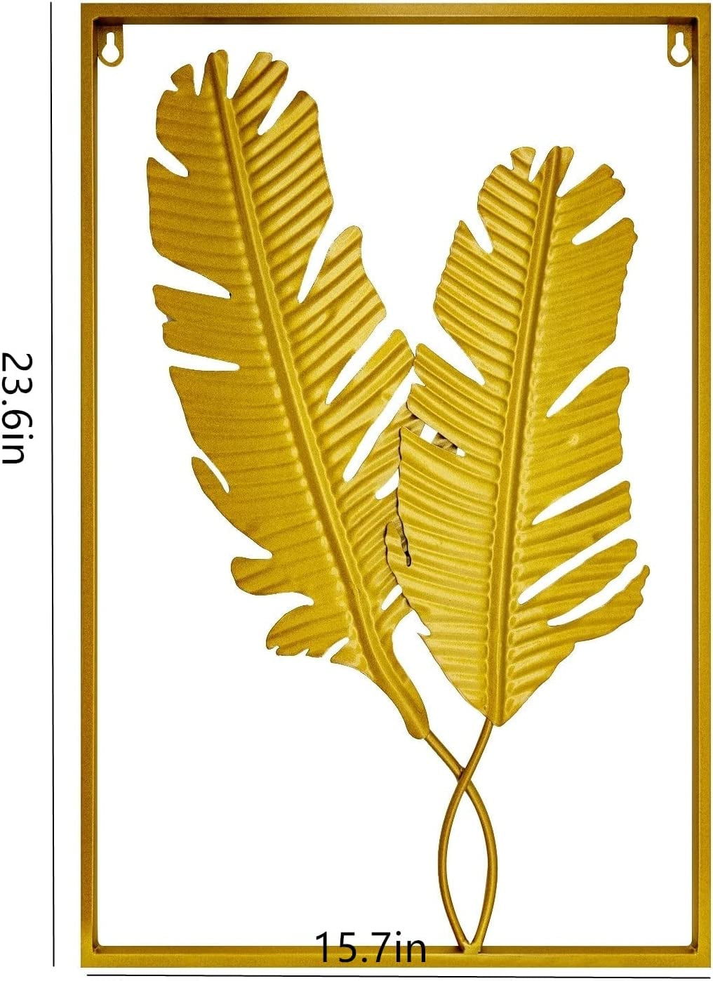 Gold Leaf Wall Decor 2 Piece Art Golden Metal Leaves Home Decorations Living Room Large Hangings Cutout Sculptures Accent Two Decorative Bathroom Modern Bedroom Iron over Couch (2P)