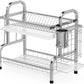 Dish Drying Rack, 304 Stainless Steel 2-Tier Dish Rack with Utensil Holder, Cutting Board Holder and Dish Drainer for Kitchen Counter