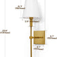 Wall Sconces Set of 2, Dimmable Sconces Wall Lighting, Classic Hardwired Indoor Brushed Gold Metal Sconce Lights with Fabric Shades (Bulb and Switch Not Included)