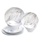 Melamine Dinnerware Set, Service for 4, White Marble - Set of 12