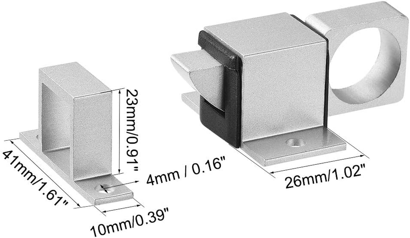 Door Bolt Latch, Aluminum Alloy Security Automatic Window Gate Spring Bounce Lock, 4 Pcs (Silver Tone)