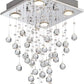 Bestier Modern Crystal Square Raindrop Chandelier Lighting Flush Mount LED Ceiling Light Fixture Pendant Lamp for Dining Room Bathroom Bedroom Livingroom 4 GU10 Bulbs Required 12 in Wide 20 Inch High