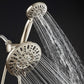 Aquadance 7" Premium High Pressure 3-Way Rainfall Combo with Stainless Steel Hose – Enjoy Luxurious 6-Setting Rain Shower Head and Hand Held Shower Separately or Together – Brushed Nickel Finish