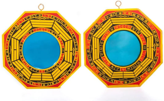 4 Inch Bagua Mirror Set of 2 for Protection; One Concave Mirror for Protection against Passive Negative Energy & One Convex Mirror for Protection against Active Harmful Energy