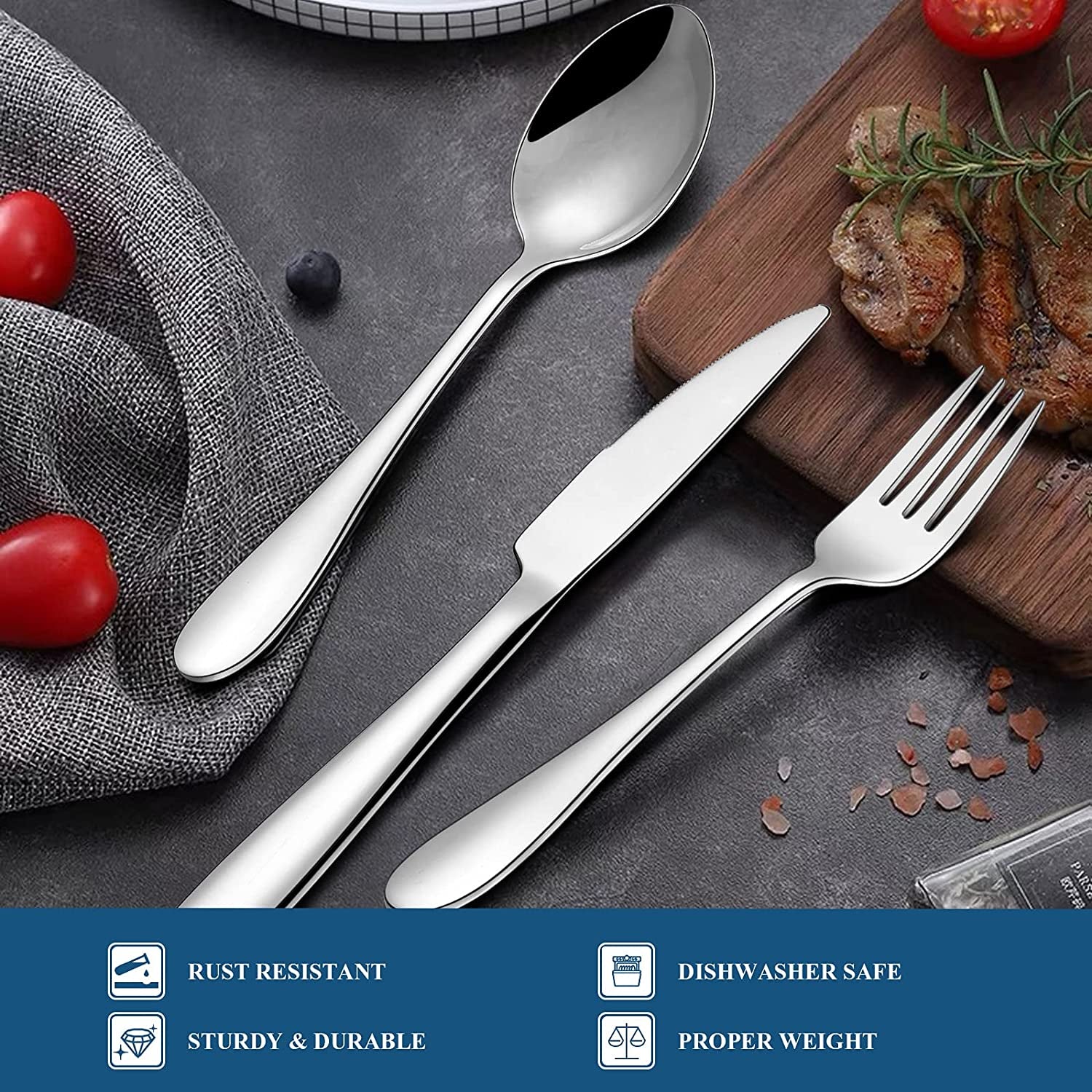 30-Piece Silverware Set,  Stainless Steel Flatware Set Service for 6, Tableware Cutlery Set for Home Kitchen Hotel Restaurant, Mirror Polished, Dishwasher Safe